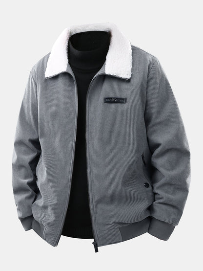 Teddy Lined Zip Up Corduroy Jacket