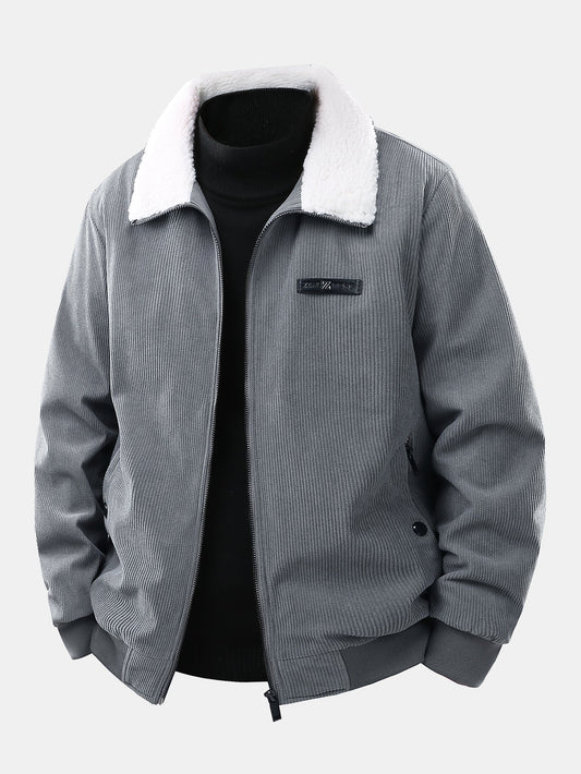Teddy Lined Zip Up Corduroy Jacket