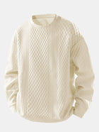 Relax Fit Geometric Jacquard Crew Neck Sweatshirt