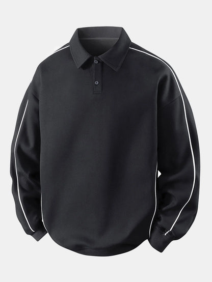 Relax Fit Polo Collar Sweatshirt