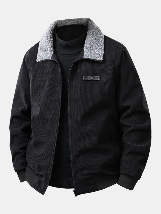 Teddy Lined Zip Up Corduroy Jacket