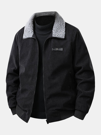 Teddy Lined Zip Up Corduroy Jacket