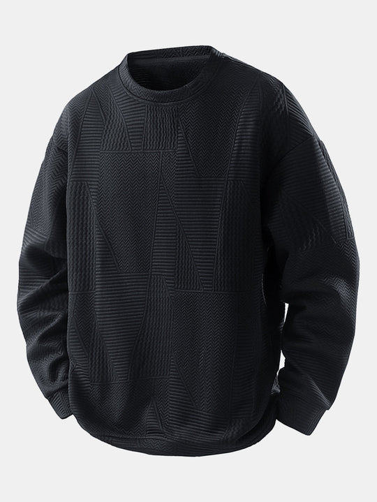 Relax Fit Geometric Jacquard Sweatshirt