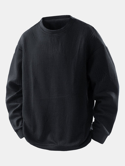 Relax Fit Geometric Jacquard Sweatshirt