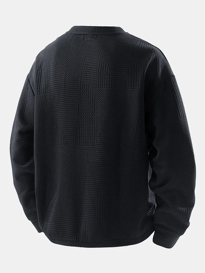 Relax Fit Geometric Jacquard Sweatshirt