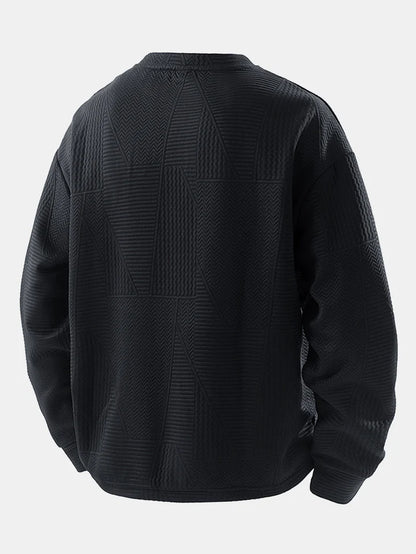 Relax Fit Geometric Jacquard Sweatshirt