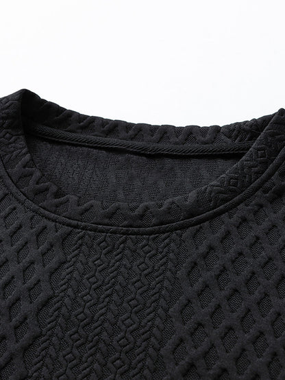 Relax Fit Geometric Jacquard Crew Neck Sweatshirt