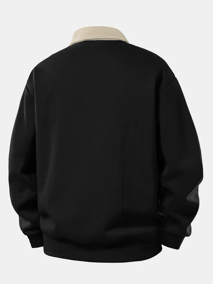 Relax Fit Contrast Polo Sweatshirt