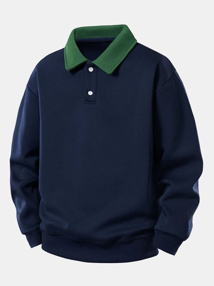 Relax Fit Contrast Polo Sweatshirt